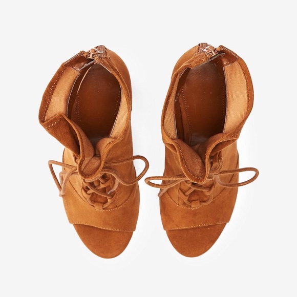 Express Lace-Up Slouchy Peep Toe Bootie - Picture 4 of 8
